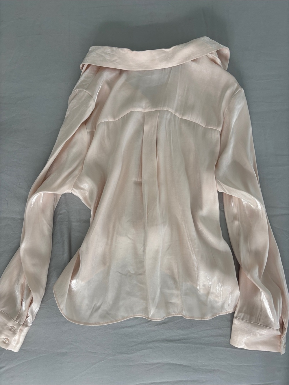 Rachel Light Blush Satin Twist-Front Blouse - Picture 8 of 8